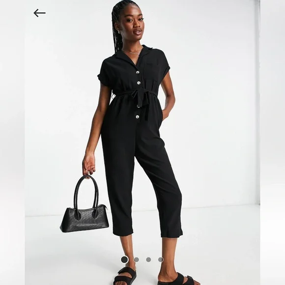 New Look cap sleeve button up jumpsuit - Picture 1 of 4